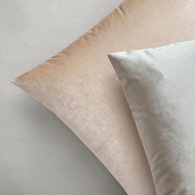 MIULEE Velvet Throw Pillow Covers 18x18 Inch Pack of 2 Champagne | Soft Solid Decorative Pillow Covers, Modern Luxury Home Decor, for Couch Chair Sofa Bedroom Livingroom