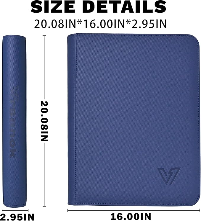 Toploaders Binder,Holds 640 Top Loaders,16 Pocket Top Loader Binder for 3" x 4"Rigid Cards,Double Sided Card Binder Abulm in 3"x4"Toploaders for Trading Cards (TOP 640 Dark Blue)