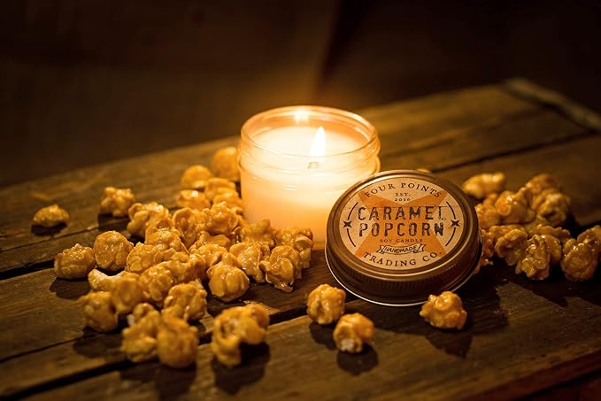 Caramel Popcorn 4 Oz Scented Soy Aromatherapy Candle w/Jar