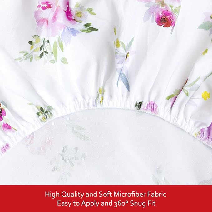 Moonsea Crib Sheets for Girls 4 Pack, Fitted Crib Sheets for Standard Size Crib and Toddler Mattresses, Soft and Breathable Baby Gift Girl Set, Floral, 52"X28"
