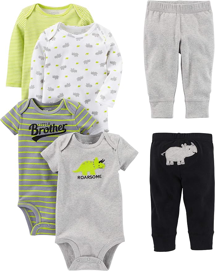 Simple Joys by Carter's Baby 6-piece Bodysuits (Short and Long Sleeve) and Pants Set