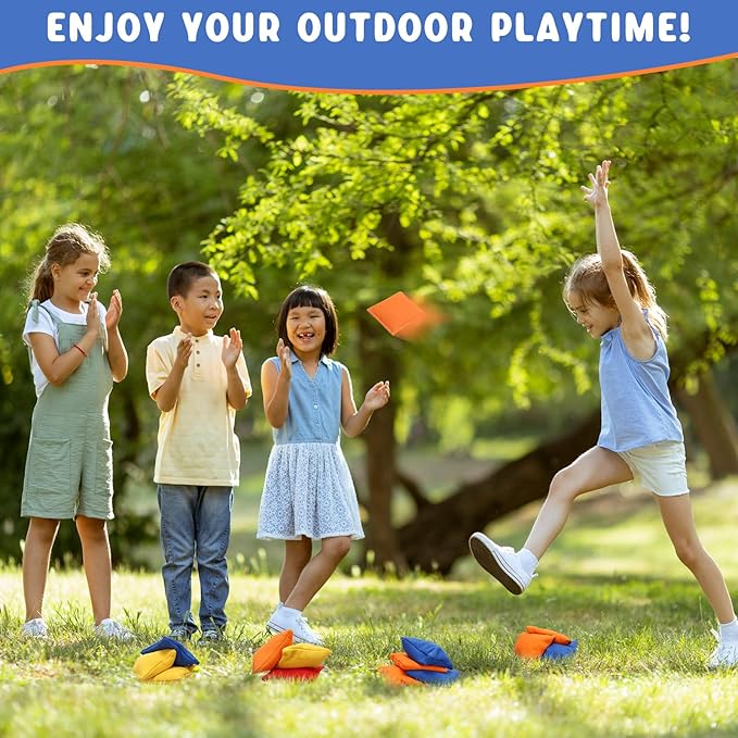 Sotiff 24 Pcs Bean Bags Mini Nylon Cornhole Bean Bags for Kids Tossing Fun Sports Outdoor Family Games Carnival Toy Patriotic Small Beanbag Hand Toss Party Game Supplies for Kid Adult (Multi Colors)