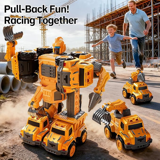 Transform Toys for Boys 4-6, 5 in 1 Take Apart Toys for Boys 3-5, Construction Excavator Transform Assembling Robot Toy for Kids, Educational Birthday Gift for 4 5 6 7 8 Year Old Boy Girls