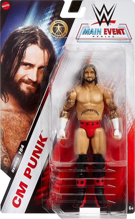 Mattel WWE Cm Punk Action Figure, Main Event Series #154 6-inch Collectible x with 10 Articulation Points & Life-Like Look