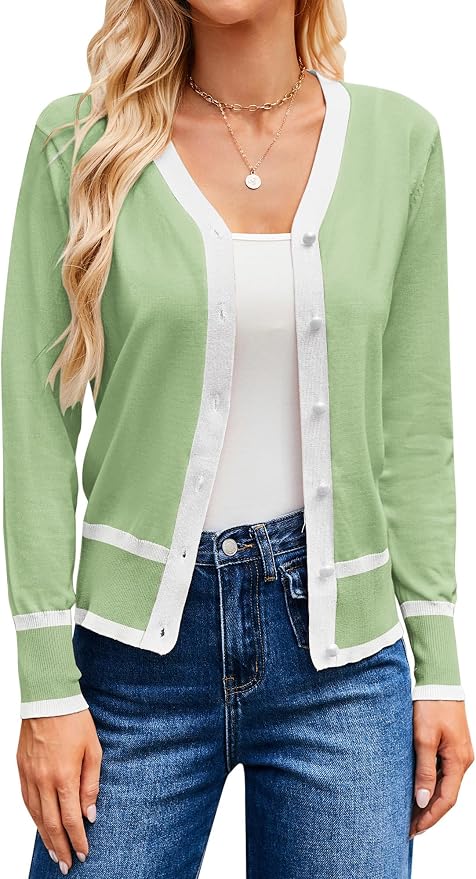 GRACE KARIN Cardigan Sweaters for Women Lightweight Long Sleeve Cropped Cardigan Summer Fall Fashion Clothing Outfits Shrug