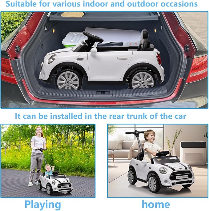 Kids Push Car,Ride On Car,Licensed MINI Cooper Toddler Push Car Toy with Adjustable Push Rod, Horn Music, Seat Belt,- Ideal Stroller Substitute for Kids 1-3 Years Old