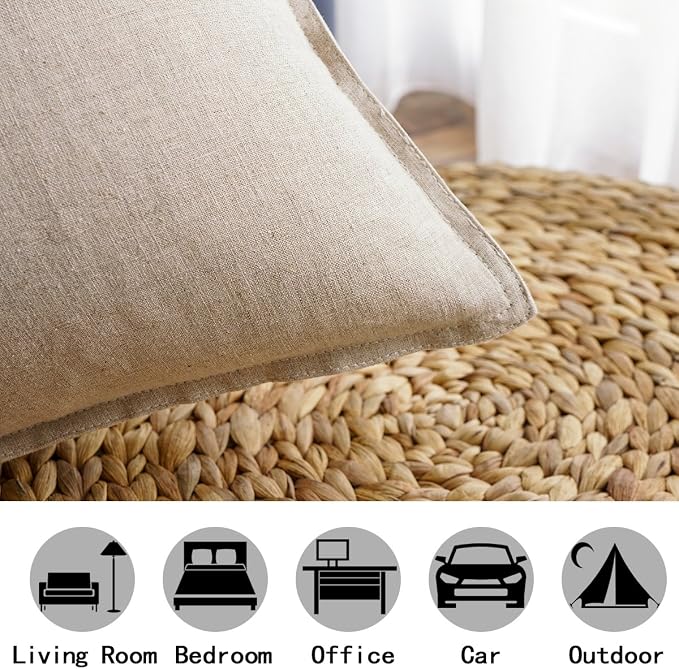 Jeanerlor Cotton Linen Soild Decorative Yellow 12"x20" Lumbar Throw Pillow Case Cushion Cover with Twin Needles Stitch on Edge for Coffee Shop/Bar/Balcony (30 x 50cm)
