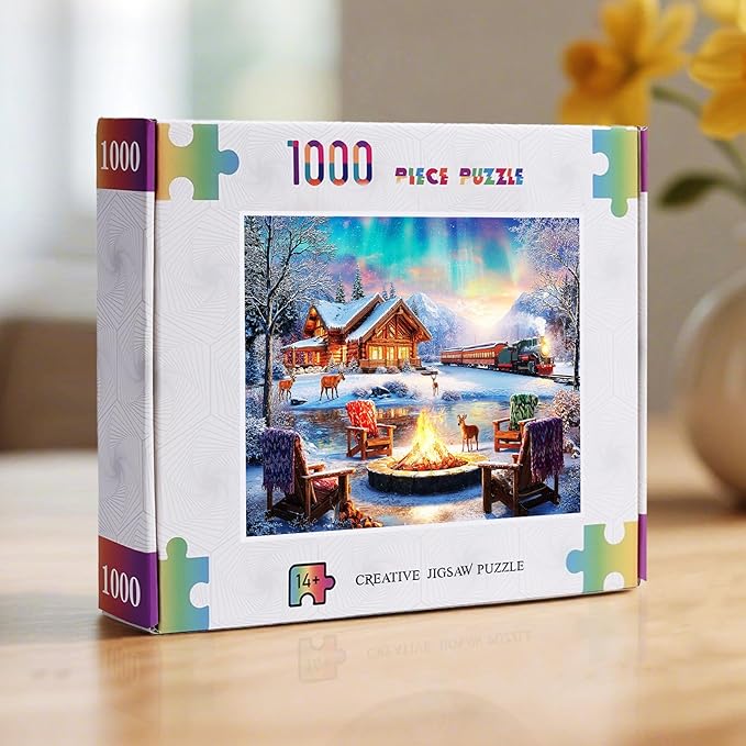 Aurora Over Snowscape Puzzles for Adults 1000 Pieces, Impossible Hard Difficult Challenging Jigsaw Puzzle 1000 Pieces, Christmas Birthday Gifts Home Decor for Adults/Friends/Family