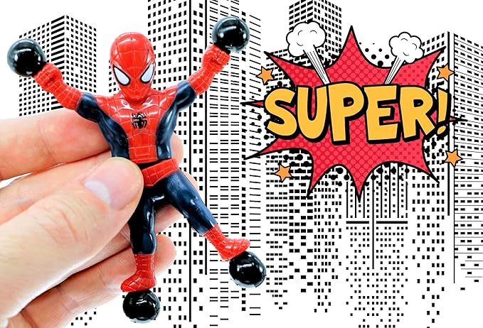 JA-RU Marvel Avengers & Spiderman Wall Climbers (2 Pack, 2 Toys Each) Sticky Stretchy Window Crawlers for Kids. Fidget Action Toy Figures. Bulk Goodie Bag Stocking Stuffers. BC-6803-2