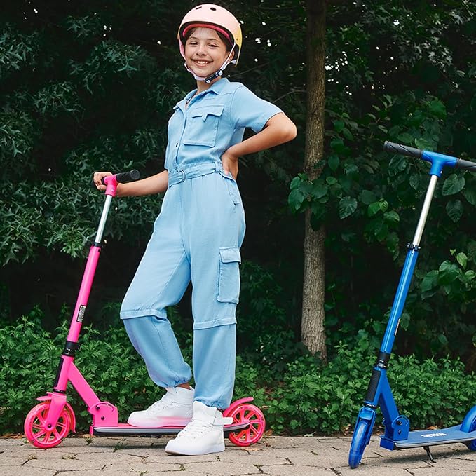 Jetson Jupiter Kids 2-Wheel Light-Up Kick Scooter, LED Lights on Handlebar, Stem, Wheels & Deck, Adjustable Handlebar, Rear Brake, Easy-Folding Mechanism, Ages 5+