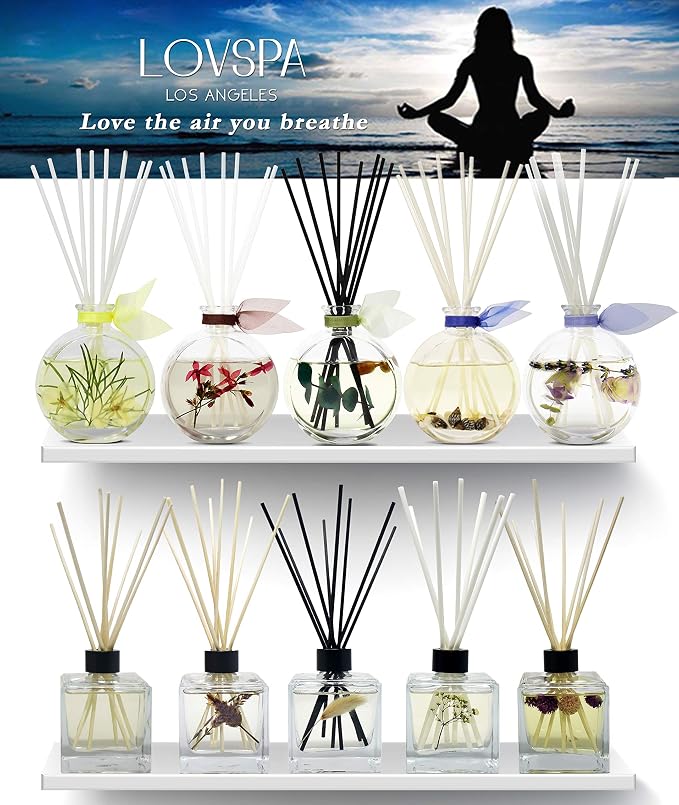 Reed Diffuser Set, Vanilla & Patchouli Scented Oil Diffuser with Sticks, Home Fragrance Accessories for Bathroom Shelf Decor, Aroma Diffusers for Home or Office Fall Decor, USA Made