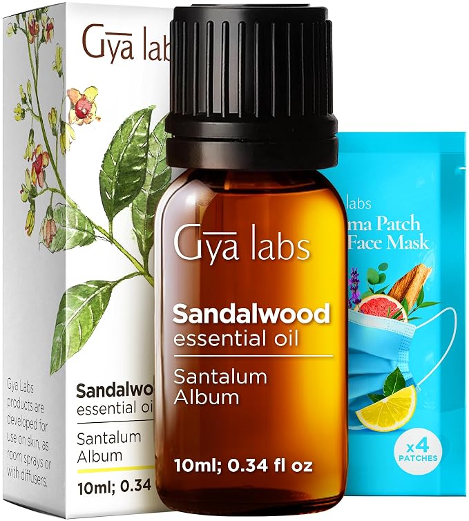 Sandalwood Essential Oils for Diffuser & Lavender Essential Oil for Diffuser Set - Aromatherapy Grade Essential Oils Set - 2x0.34 fl oz - Gya Labs