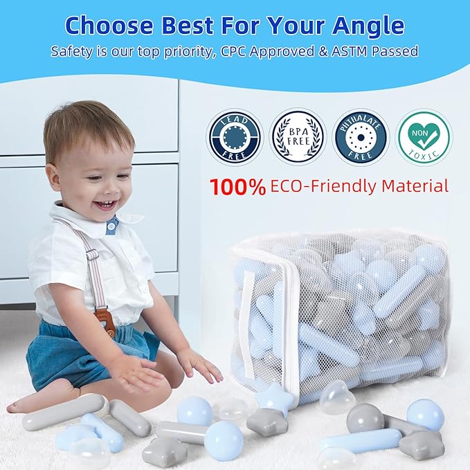 STARBOLO Ball Pit Balls for Toddlers - 150 Ball Pit Balls Crush Proof Plastic Toy Balls for Toddlers Ball Pits, Ball Pit Play Tent, Baby Pool Water Toys(Light Blue, Gray, Clear)