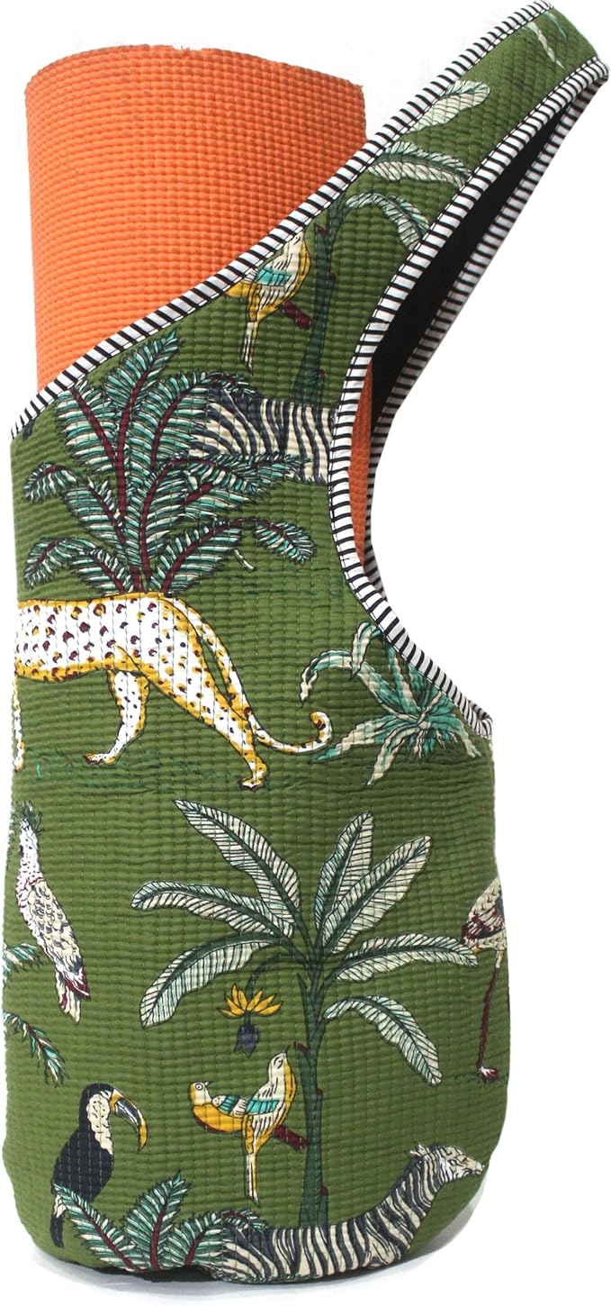 INDIAN CRAFT CASTLE Yoga Mat Bag | Tote Mat Bag | Sling Yoga Tote w/Large Side Pocket & Zipper Pocket | Yoga Mat Carrier Fits Most Size Mats