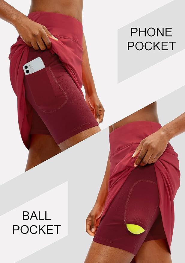 Women's 20" Knee Length Skorts Skirts UPF50+ Athletic Tennis Golf Skirt for Women Casual Summer Skirts