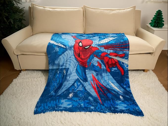 Northwest Disney Spiderman Plush Throw Blanket, 46" x 60" Silk Touch Soft Fleece Marvel Blanket for Boys Kids & Adults, Officially Licensed