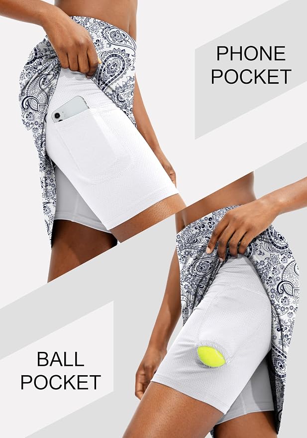 Women's 20" Knee Length Skorts Skirts UPF50+ Athletic Tennis Golf Skirt for Women Casual Summer Skirts