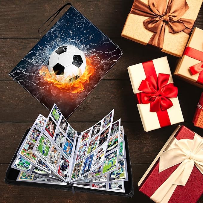 Trading Card Binder with Sleeve, 900 Pockets Soccer Card Binder Sports Cards Storage Organizer for Football Baseball or Game Trading Cards with 50 Removable Sleeves Cards Collector Album