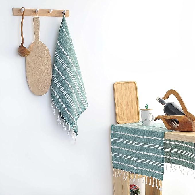 Cacala 100% Turkish Cotton Kitchen Tea Towels, Highly Absorbent Luxury Soft Quick Drying Dish Towel with Hanging Loop for Gym, Yoga, Bath, Sports, Cleaning and Kitchen (23 x 36), Army Green