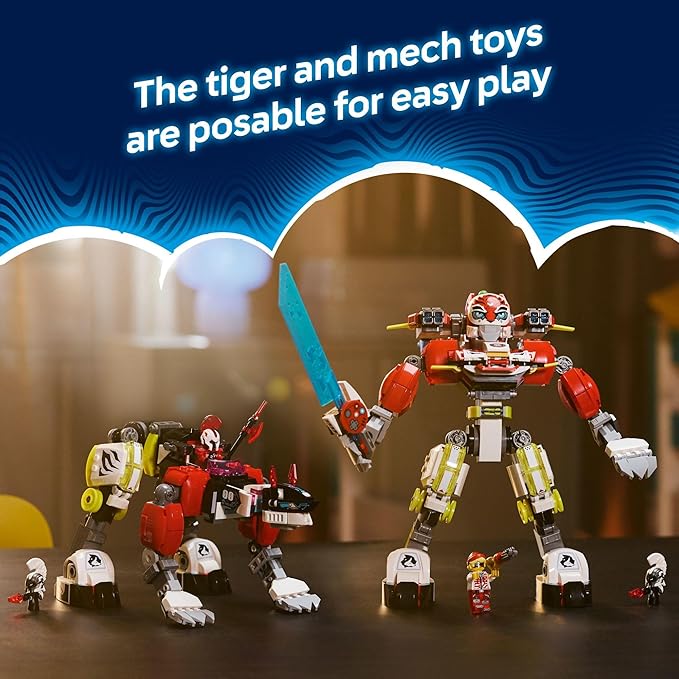 LEGO DREAMZzz Cooper's Tiger Mech & Zero's Hot Rod Car Toy - Building Robot Toy for Kids, Boys and Girls, Ages 9+ - Building Kit for Pretend Play - Gift Idea for Birthdays - 71497