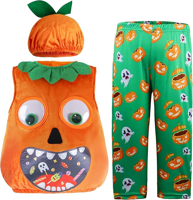 IKALI Halloween Pumpkin Costume with Pumpkin Hat Halloween Dress Up