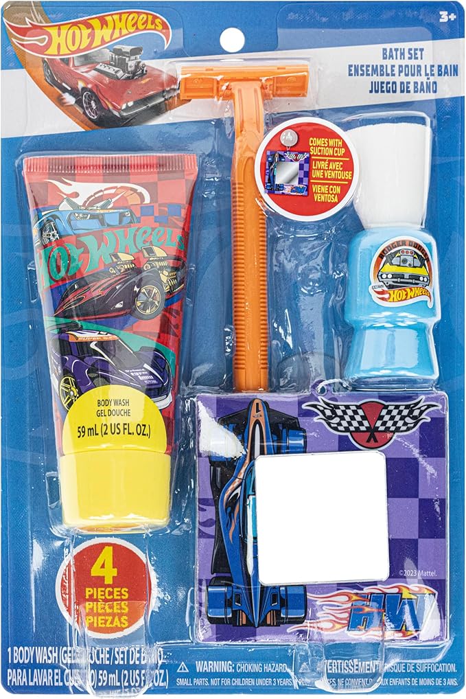 Townley Girl Hot Wheels- My First Shaving and Grooming Pretend Play Kit Safe for Kids, Boys Ages 3+, Yellow