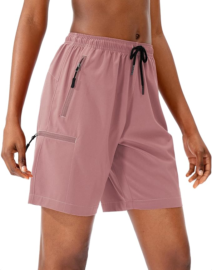 SANTINY Women's 5''/ 7''/9'' Hiking Cargo Shorts Quick Dry Lightweight Summer Shorts for Women Athletic Golf Zipper Pockets