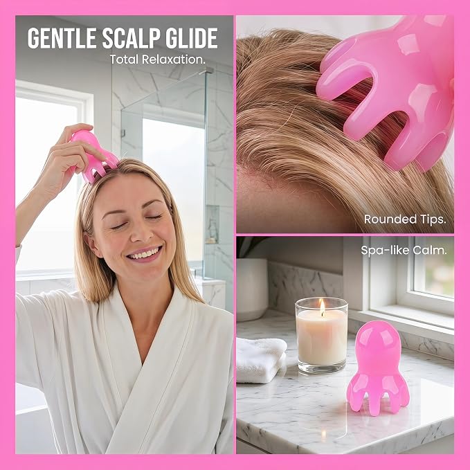 NIIIYTYB 2Pcs Head Massage Tools Scalp Massager and Scraper for Deep Relaxation Acupressure Massager Japanese Spa Hair Care Tool for Home Office Travel Rose Pink