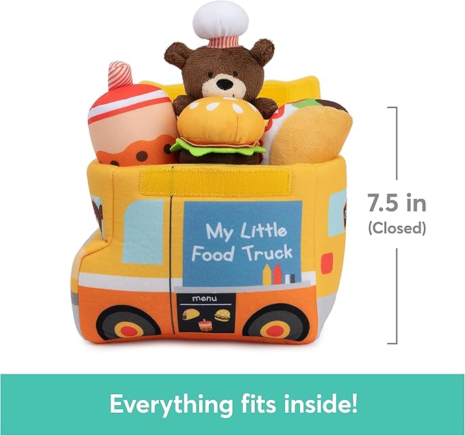 Baby GUND Play Soft Collection, My Little Food Truck 5-Piece Plush Playset with Rattle, Squeaker and Crinkle Sound Toys, Sensory Toy for Babies, 7.5”