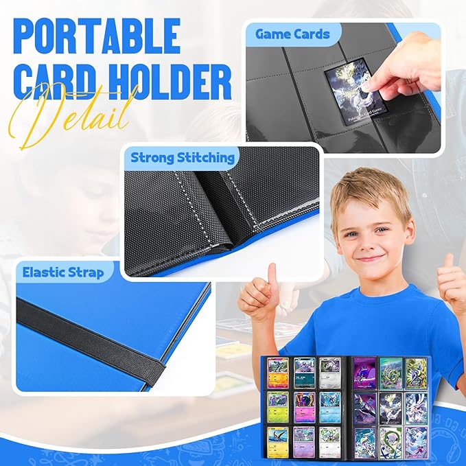 Card Binder 9-Pockets,Trading Card Binder,20 Pages, 360 Card Capacity Collection Binder, Card Folder for MTG, TCG, Game Cards & Sports Cards (Light blue)