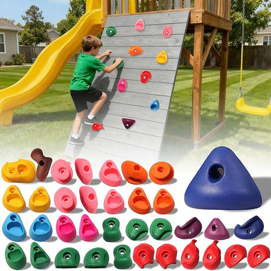 36 PCS Rock Climbing Holds for Kids,Rock Climbing Wall Grips Climbing Rocks Wall Kit for Indoor and Outdoor Playground Play Set with Hardware