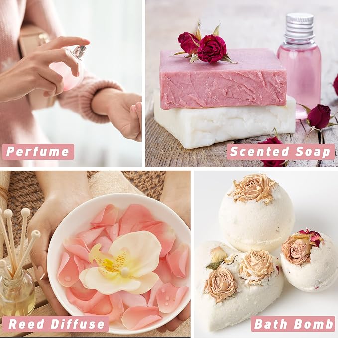 Rose Essential Oil, ESSLUX Aromatherapy Oils for Diffuser, Massage, Soap, Candle Making, Perfume, 30 ml