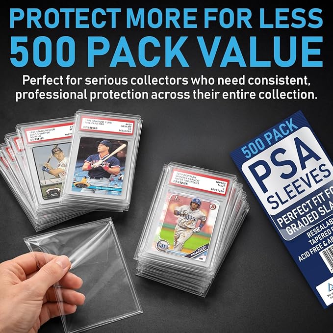 Invested Alliance PSA Slab Sleeves for Graded Cards | PSA Exact Fit Graded Card Sleeves, Resealable Slab Protector for TCG Collectors - Sports, Trading & Gaming.