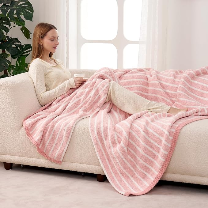 Snuggle Sac Bedding Blanket, Pink, Twin Size 60x80 | Ultra Soft, Warm Cozy Knit Fuzzy, For Sofa, Bed, Living Room