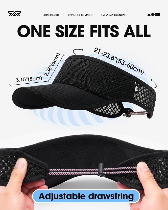 Mesh Breathable Sports Visor - Men Women Adjustable Lightweight Quick Dry Sun Hat for Tennis, Golf, Running