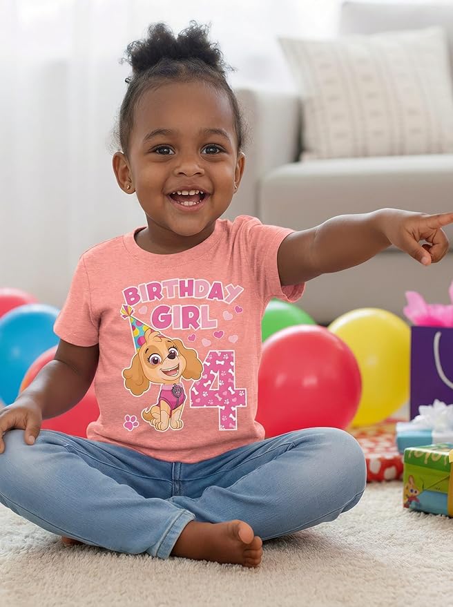 Skye Paw Patrol 4th Birthday Girl Shirt for 4 Year Old Girls - Pup-Themed Party Toddler T-Shirt
