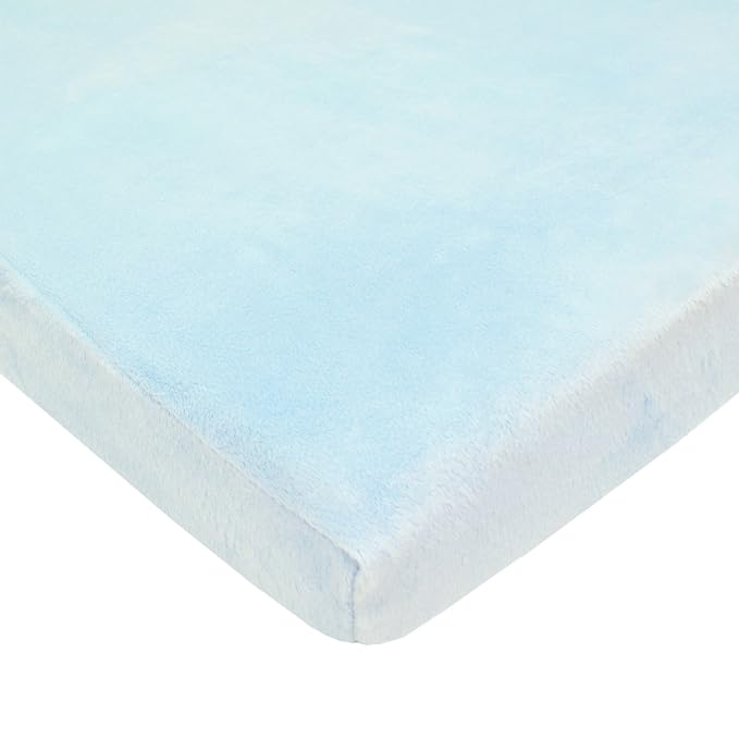 American Baby Company Heavenly Soft Chenille Fitted Pack N Play Playard Sheet 27" x 39", Warm and Cozy Chenille Pack and Play Sheet, Blue, for Boys and Girls, Fits Most Mini Crib Mattresses