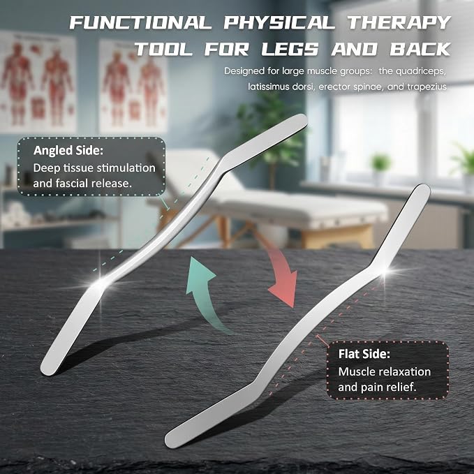 Muscle Scraper Tool Stainless Steel, Gua sha Tool Set for Full Body, Metal Myofascial Release Tool, Scraping Tool Physical Therapy Equipment, Deep Tissue Massager Fascia Scraper (Bow Scrapper)