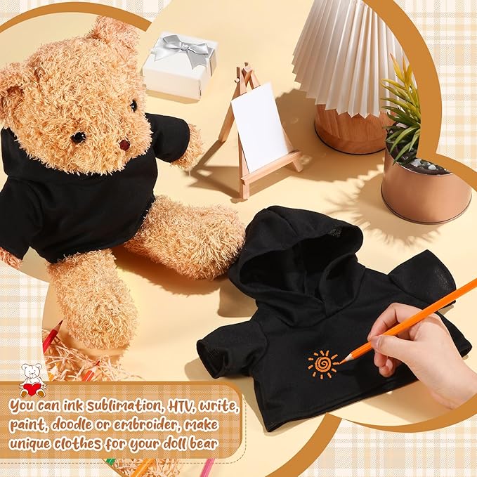12 PCS Stuffed Animal Clothes Sublimation Stuffed Animal T-Shirt Doll Tshirts Blank Plush Bear Hoodie Fit 14-18 Inches Stuffed Bear Doll