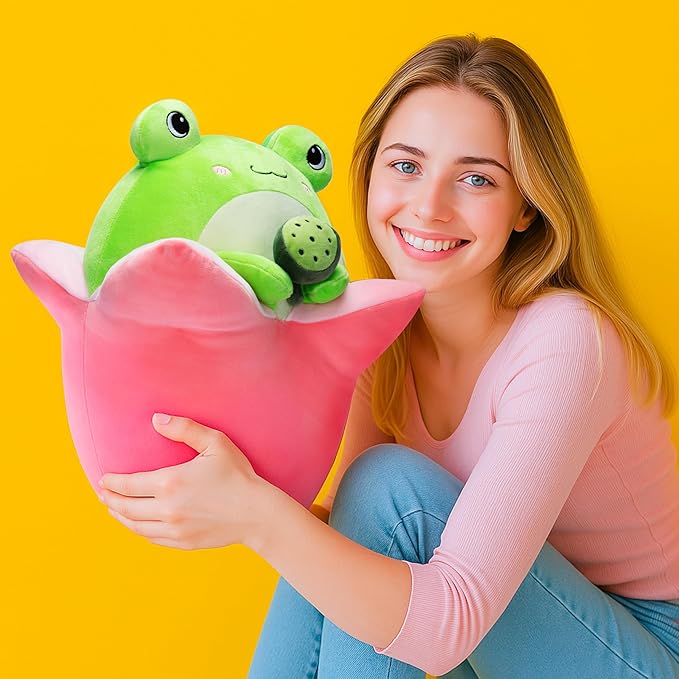 Original 12.5-inch Large Frog Plush Pillow Stuffed Animal Toy,Big Size Cute Soft Toys Fat Kawaii Hugging Pillows Cuddle Plushie,Gift for Kids