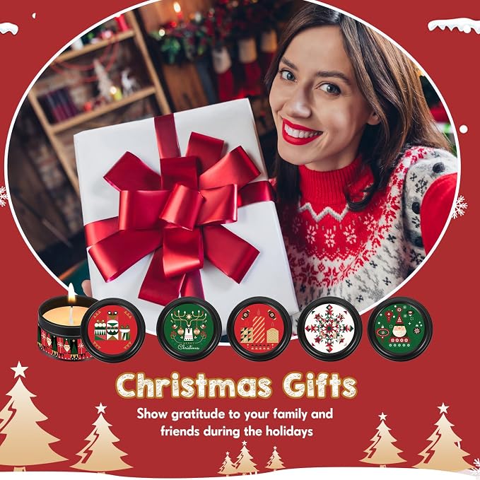 MTLEE 36 Sets Christmas Candles Bulk Holiday Small Scented Candles Party Favors with Organza Bag and Cards Bulk Candle Gifts for Home Supplies Holiday Travel(Abstract)