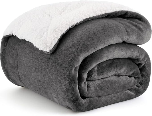 Bedsure GentleSoft Sherpa Fleece Throw Blanket for Couch, Non-Heated, Thick and Warm Throw for Women and Men, Soft Fuzzy Plush Car Chair Blanket for Winter, Charcoal, 50x60 Inches