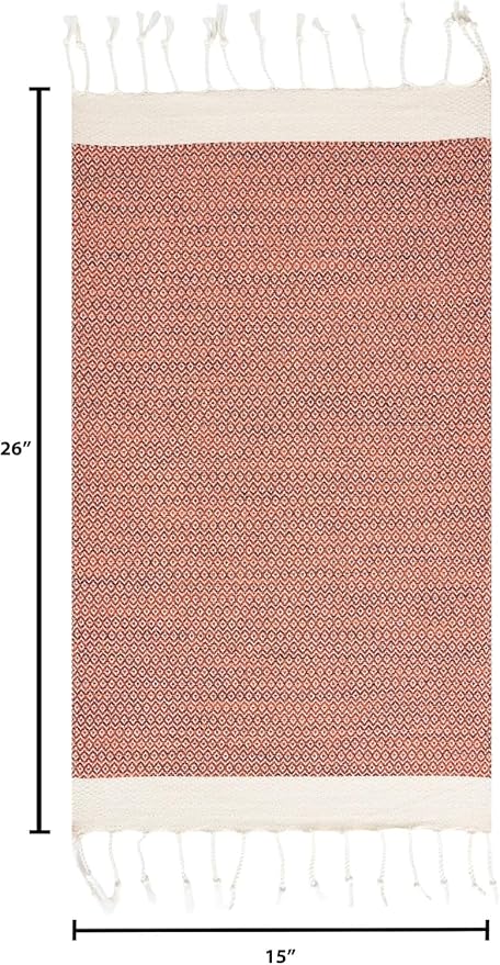 BAY LAUREL Turkish Hand Towel – Pack of 2 | Soft & Absorbent Decorative Towels for Bathroom, Hand, Face, Hair, Gym, Yoga, SPA, Kitchen & Tea | Boho Decor (Orange, Diamond 15x26 Inches (Set of 2)