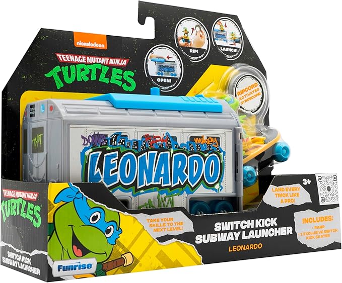 Teenage Mutant Ninja Turtles 5" Switch Kick Subway Launcher Leonardo Ages 3+ - Launch & Shred with Signature Katanas!