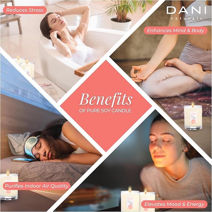 DANI Naturals Coconut Hibiscus 100% Soy Wax Candle, Non-Toxic, 7.5oz | Vegan, soy wax candle,Clean-burning with organic cotton wick,Tropical coconut hibiscus scent,Made in USA