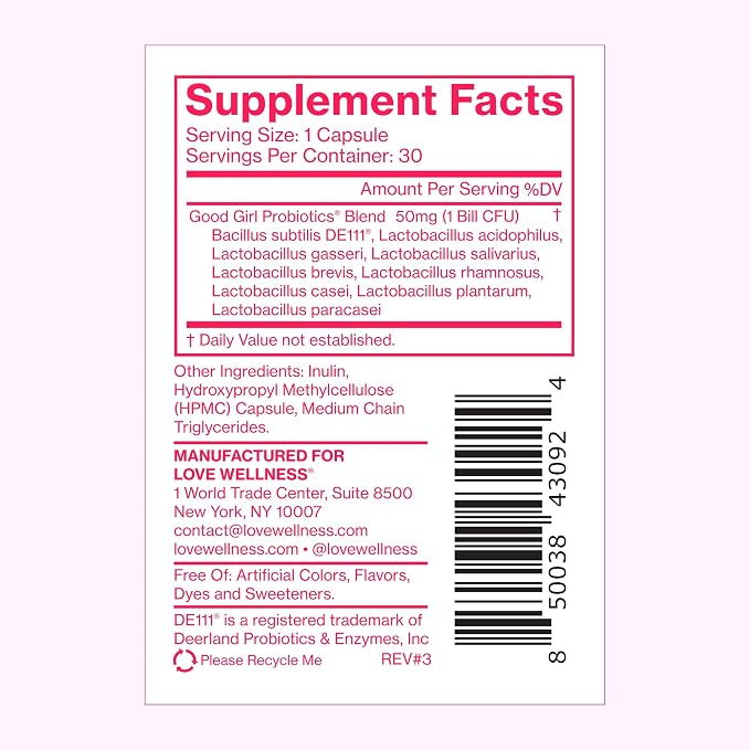 Love Wellness Good Girl Probiotics and Healthy V Vitamin | Womens Wellness Duo | Womens Probiotics Supplements for pH Balance and Vaginal Health