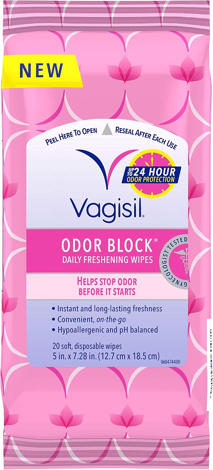 Carefree Panty Liners 54ct & Vagisil Odor Block Wipes 20ct Feminine Hygiene Products