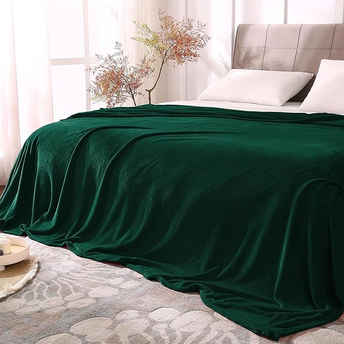 BEDELITE Fleece Blanket Soft Plush Queen Bed Blanket Forest Green 90"x90" | Ultra Soft Fleece, Plush Microfiber, Lightweight Warmth, All Season Comfort, Fade Resistant, Machine Washable,Perfect for Bed