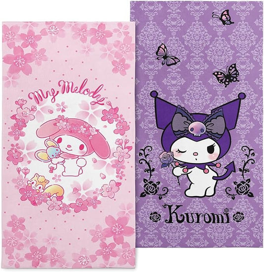 NORTHWEST Sanrio Hello Kitty Beach Towel Set for Boys and Girls, 2-Pack Oversized, Soft, Fast-Drying, Sand-Resistant Pool Towels with Sakura Floral Design 30" x 60"