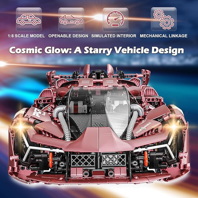 Sports Car Building Blocks Set for Adults, Lamb Terzo Millennio 1:8 Scale Race Car Model Building Toy Set Super Cars Display Model Collectible Set Gifts for Boys Teens(3466pcs)